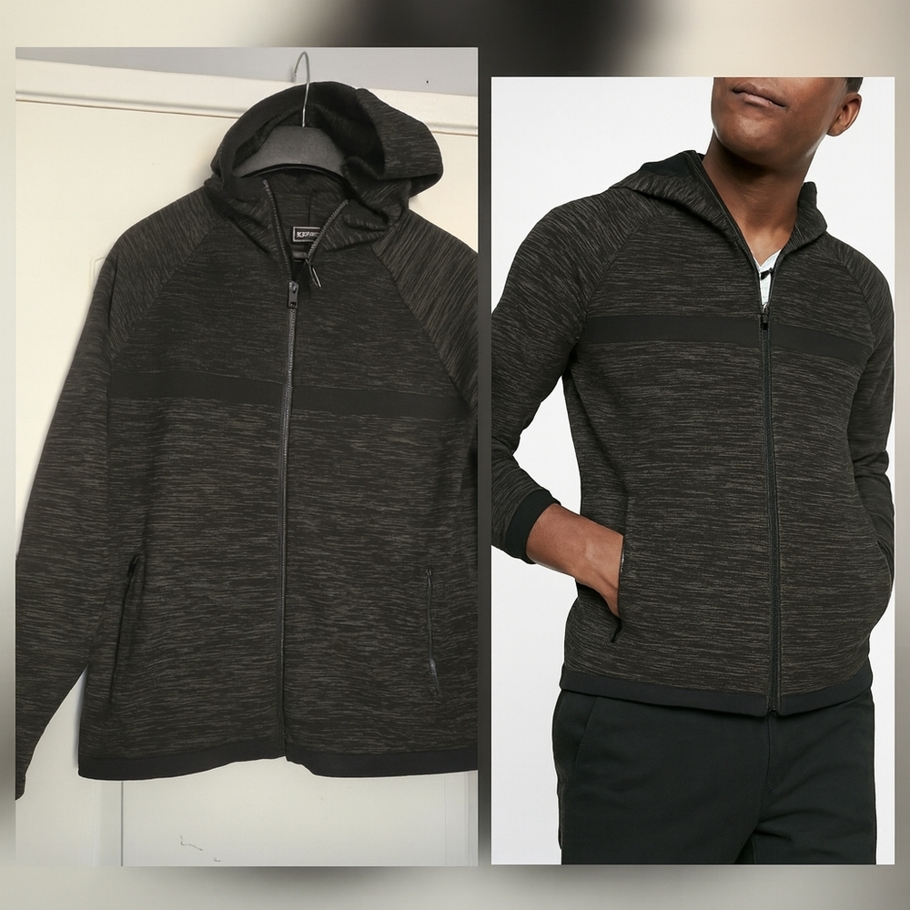 Rare Men’s Knit Jacket stretch express Large Athletic Green Black